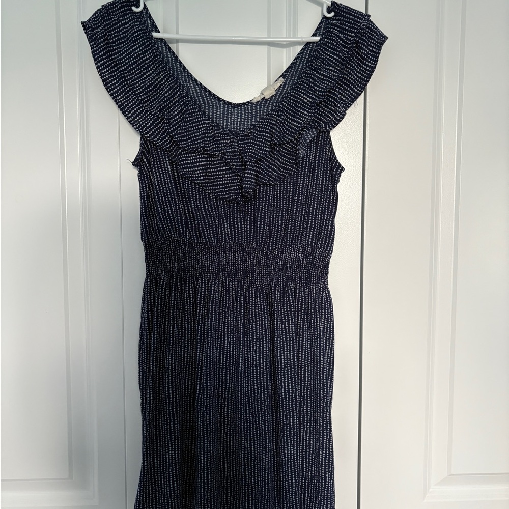 Forever 21 Navy Midi Dress with Ruffle Detail